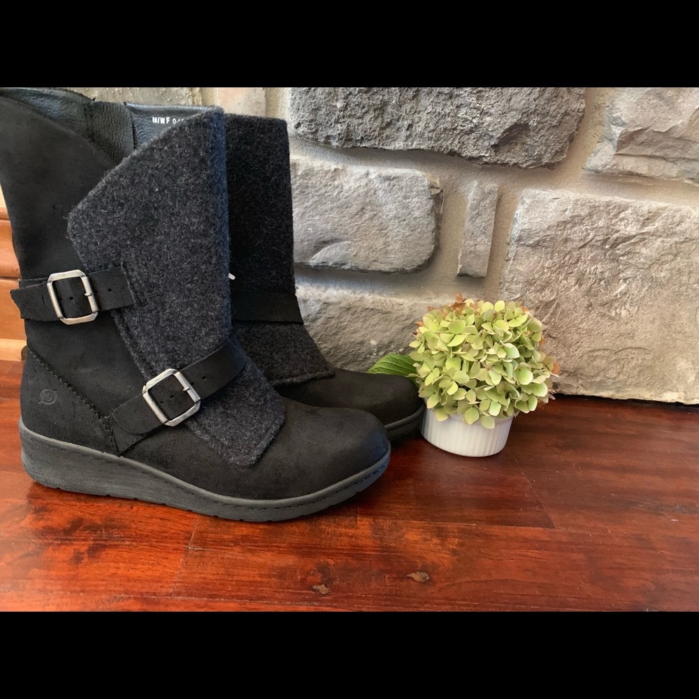 A new leather black boot
